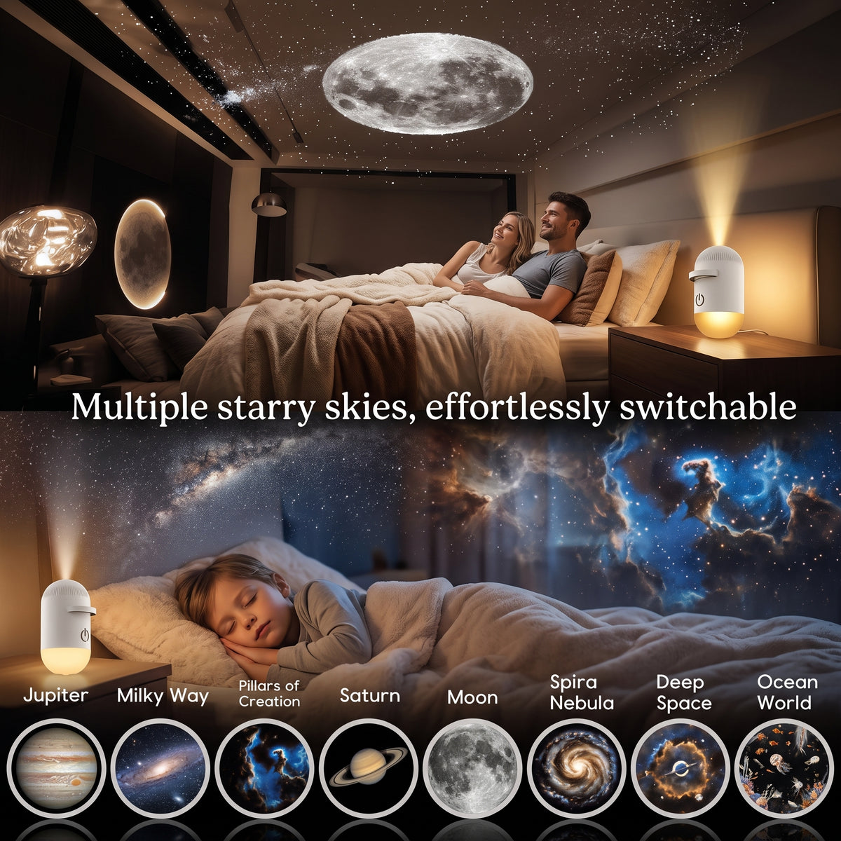 LumiRest – Ultra‑Clear USB Galaxy Star Projector Night Light