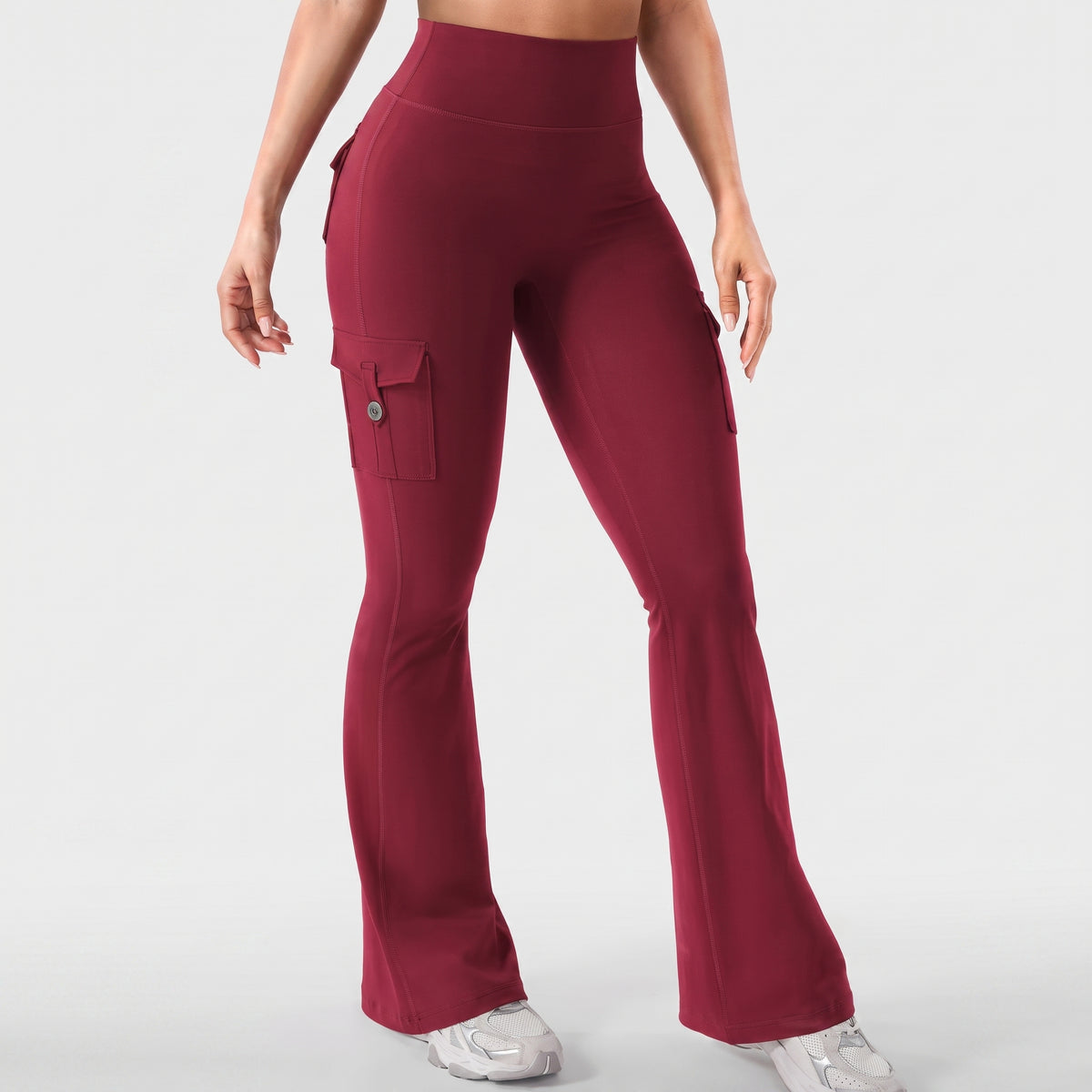 AVEO - Y2K High-Waisted Cargo Flare Yoga Pants with Pockets