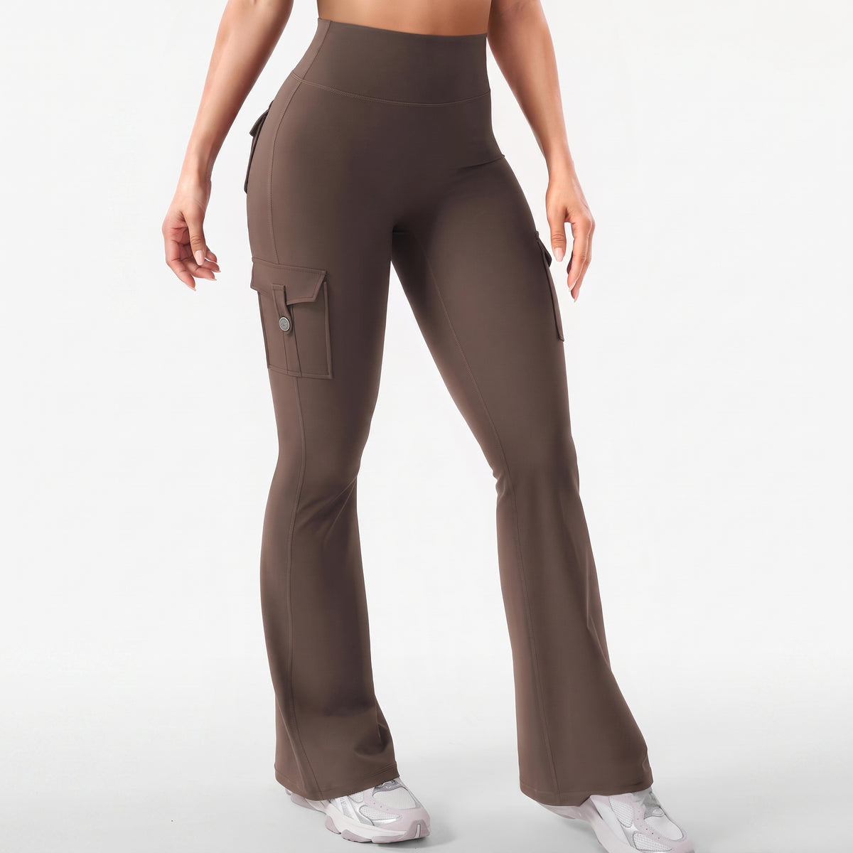 AVEO - Y2K High-Waisted Cargo Flare Yoga Pants with Pockets