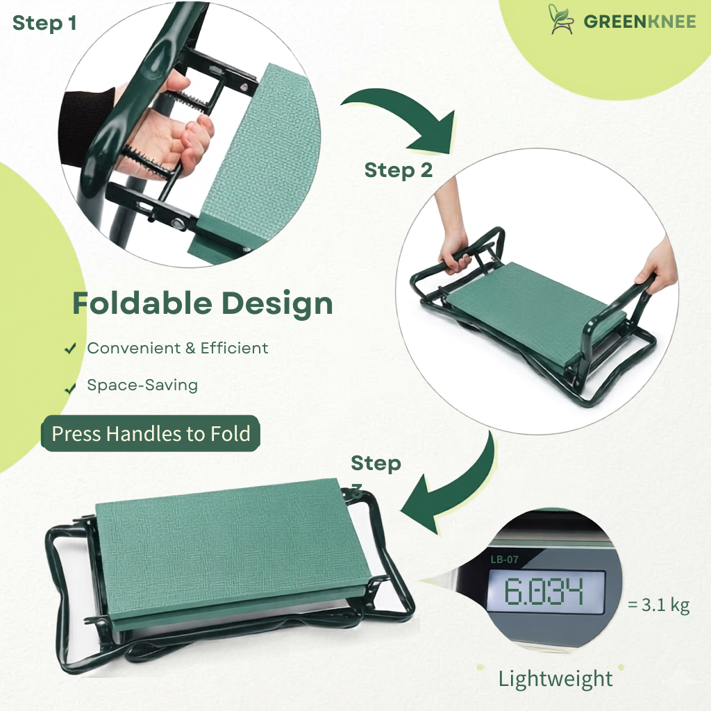 GreenKnee™ : Enjoy Pain-Free Gardening with a Comfortable 2-in-1 Kneeler & Seat