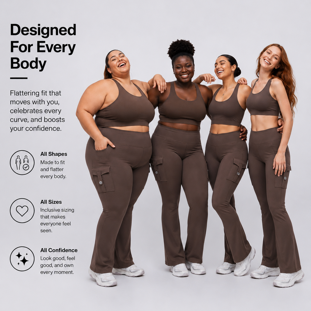 AVEO - Y2K High-Waisted Cargo Flare Yoga Pants with Pockets