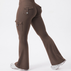 AVEO - Y2K High-Waisted Cargo Flare Yoga Pants with Pockets