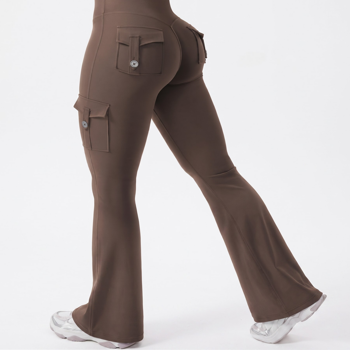 AVEO - Y2K High-Waisted Cargo Flare Yoga Pants with Pockets