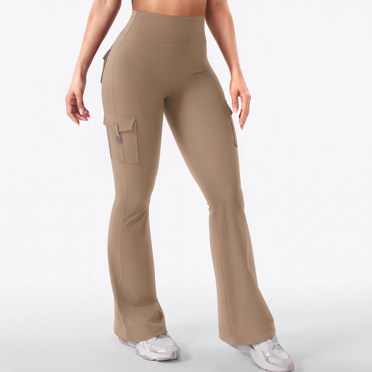 AVEO - Y2K High-Waisted Cargo Flare Yoga Pants with Pockets