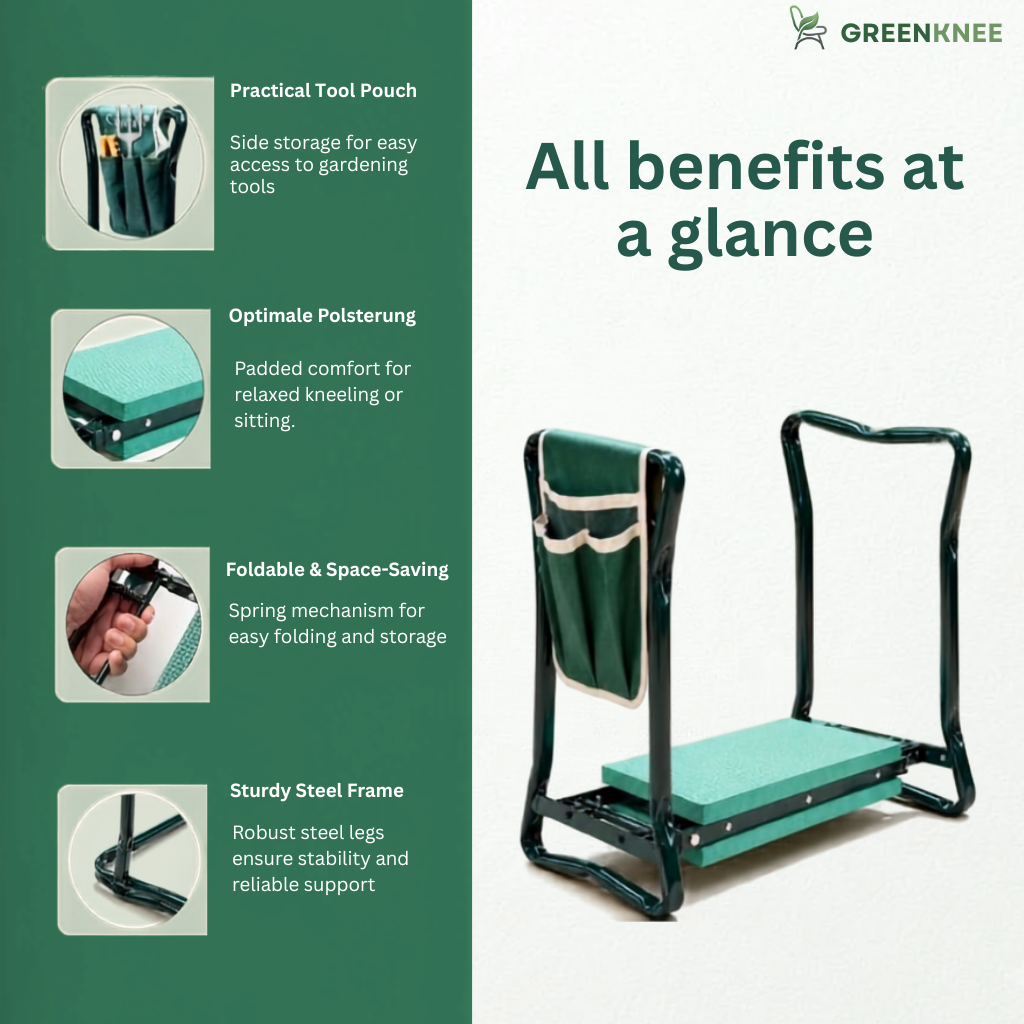 GreenKnee™ : Enjoy Pain-Free Gardening with a Comfortable 2-in-1 Kneeler & Seat