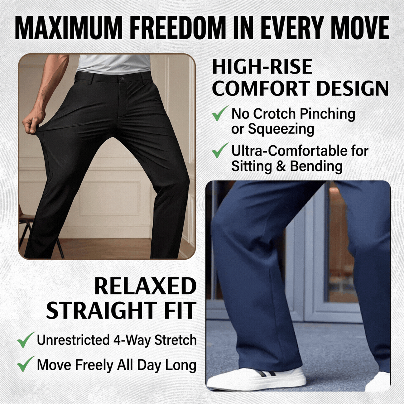 Flexi-Urban: #1 Viral High-Waisted Elastic Stretch Pants For Mature Men