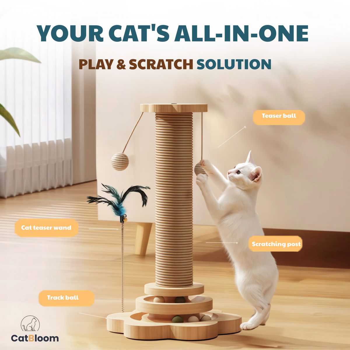 CatBloom™ - More Than a Scratching Post—A Complete Play Center for Your Cat