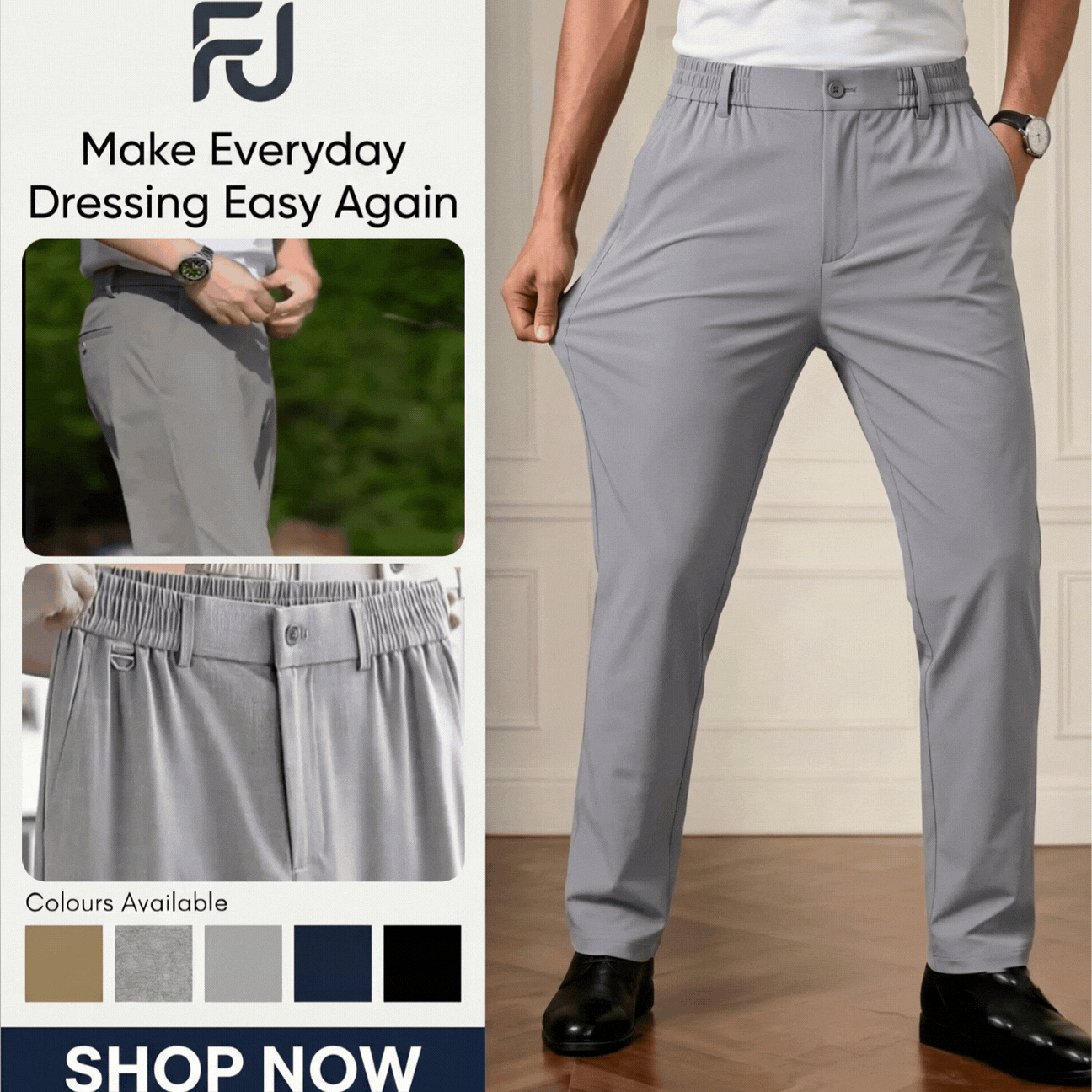 Flexi-Urban: #1 Viral High-Waisted Elastic Stretch Pants For Mature Men